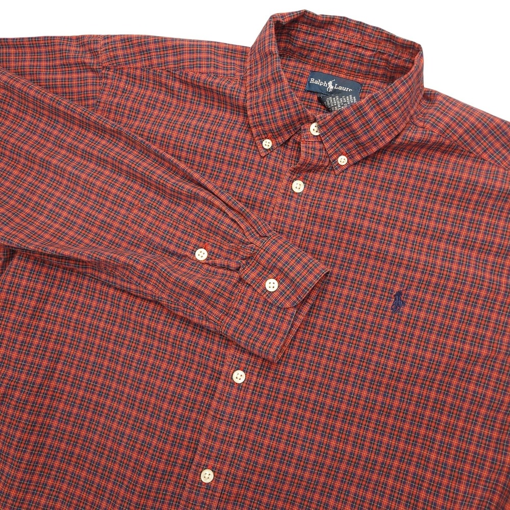 Ralph Lauren Shirt Boys XL 18-20 Red Plaid Long Sleeve Button Down Pony‎ Logo